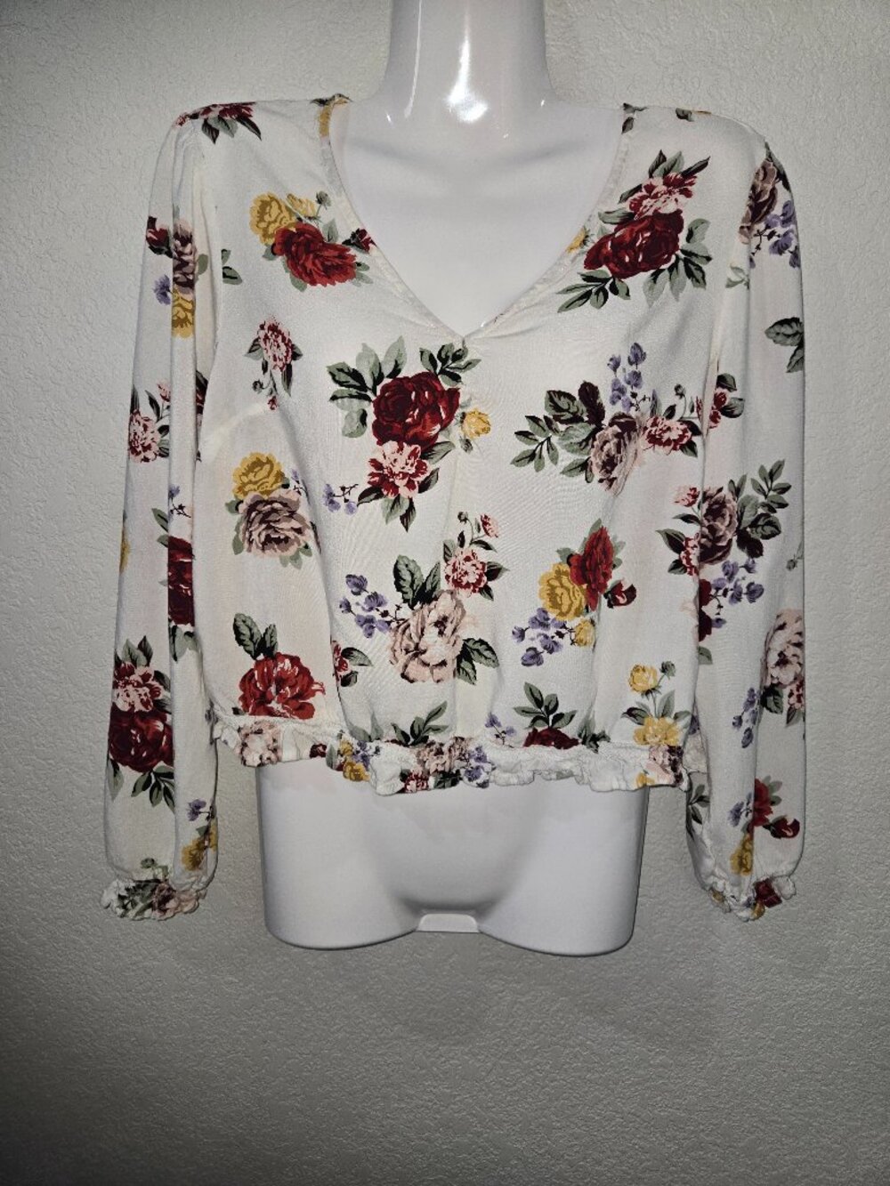 Candie's Floral Peasant Boho Cottagecore Blouse | Size Women's XL